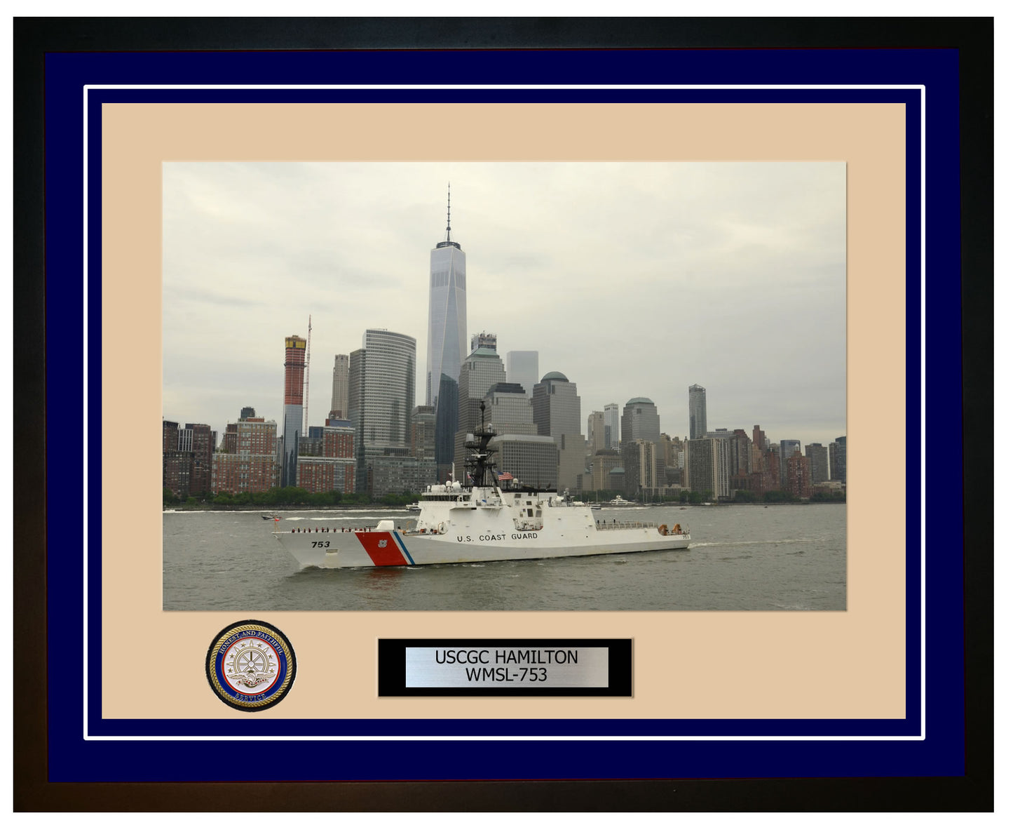 USCGC HAMILTON WMSL 753 Framed Coast Guard Ship Photo Blue 227WMSL753