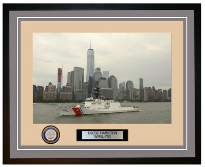 USCGC HAMILTON WMSL 753 Framed Coast Guard Ship Photo Grey 227WMSL753