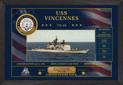 USS Vincennes CG-49 Framed Patriotic Art