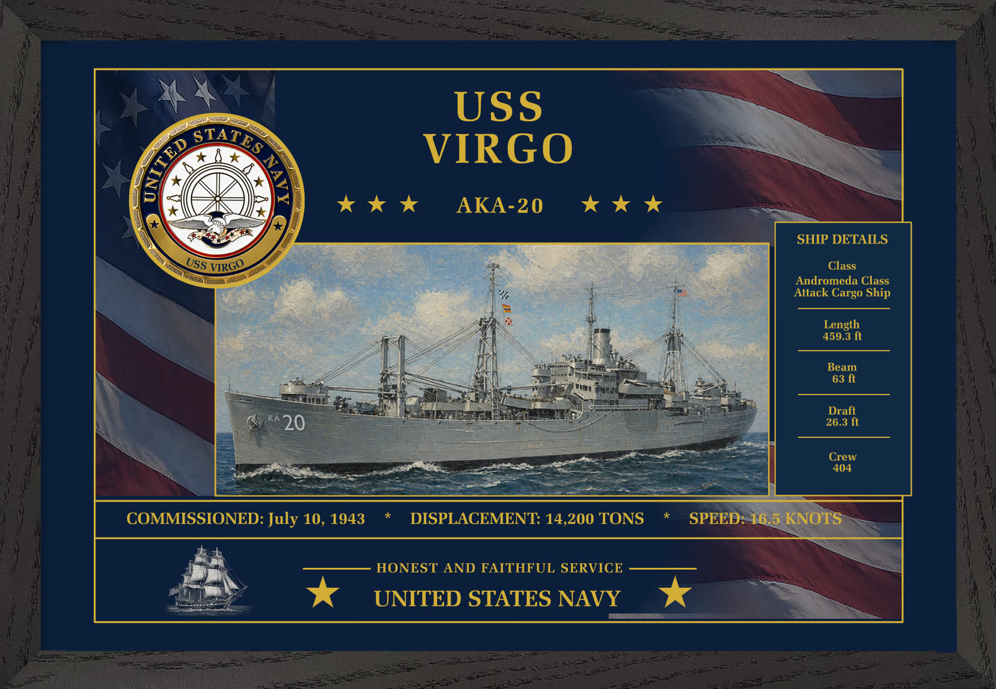 USS Virgo AKA-20 Framed Patriotic Art