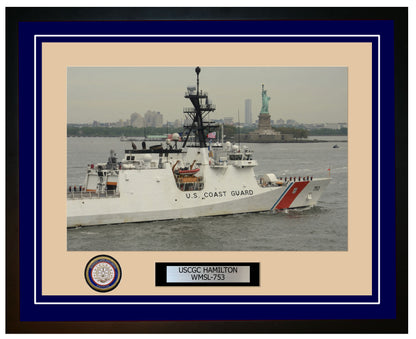 USCGC HAMILTON WMSL 753 Framed Coast Guard Ship Photo Blue 228WMSL753