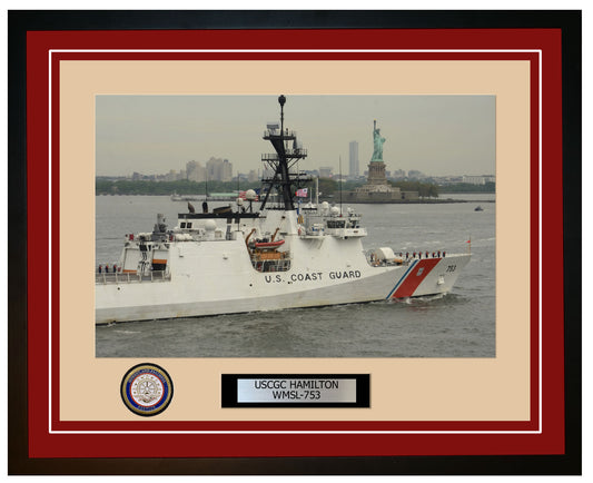 USCGC HAMILTON WMSL 753 Framed Coast Guard Ship Photo Burgundy 228WMSL753