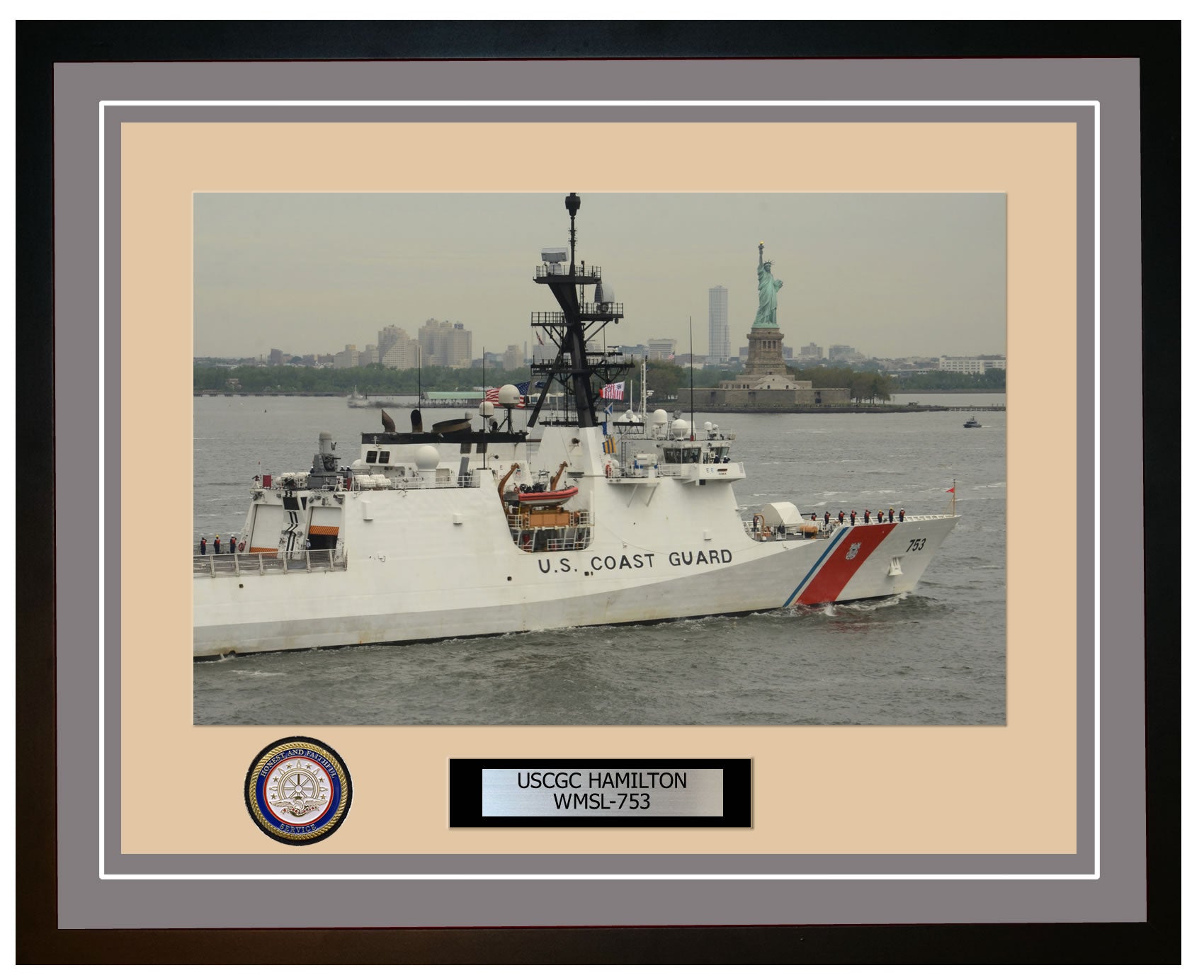 USCGC HAMILTON WMSL 753 Framed Coast Guard Ship Photo Grey 228WMSL753