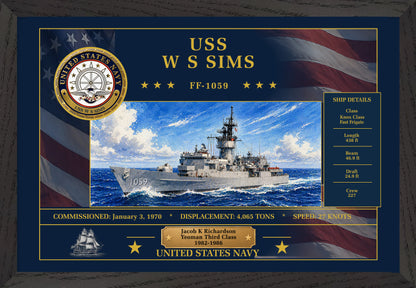 USS W S Sims FF-1059 Framed Patriotic Art