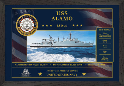 USS Alamo LSD-33 Framed Patriotic Art