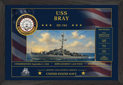 USS Bray DE-709 Framed Patriotic Art