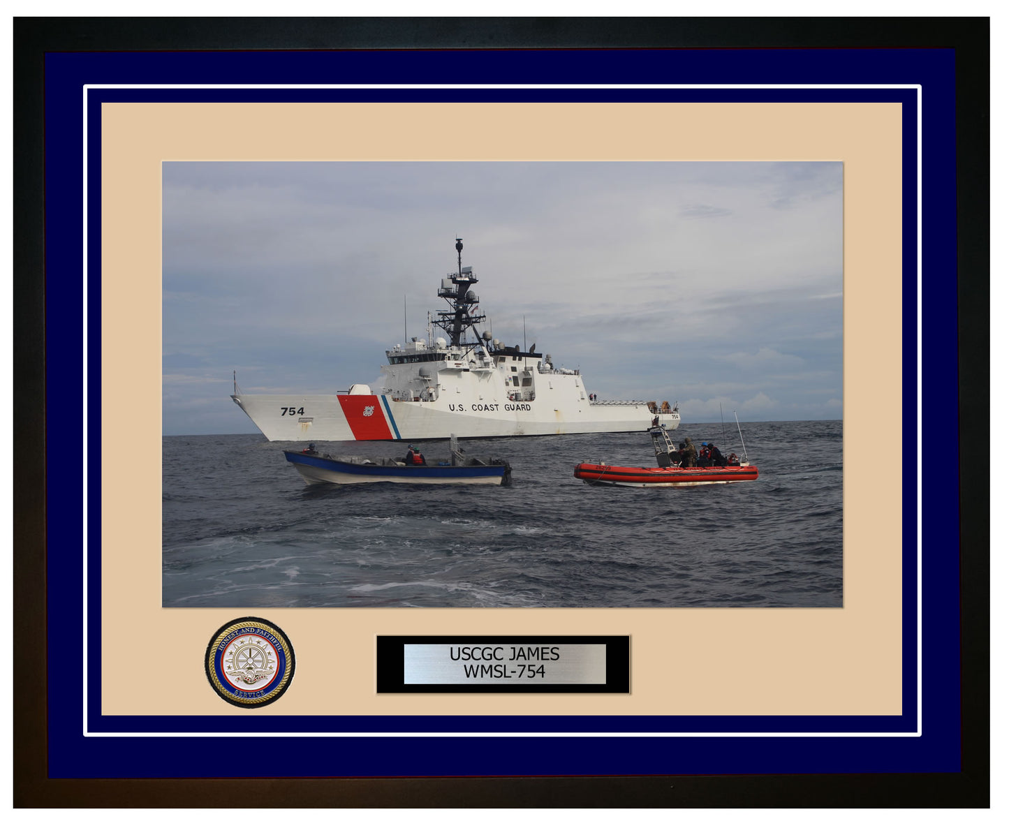 USCGC JAMES WMSL 754 Framed Coast Guard Ship Photo Blue 230WMSL754