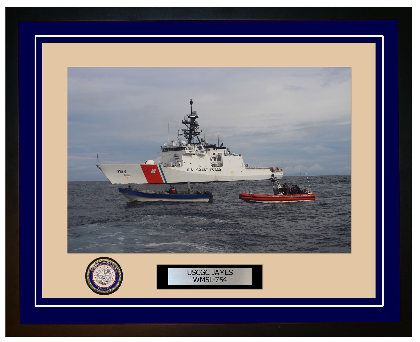 USCGC JAMES WMSL 754 Framed Coast Guard Ship Photo Blue 230WMSL754