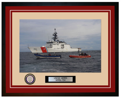 USCGC JAMES WMSL 754 Framed Coast Guard Ship Photo Burgundy 230WMSL754