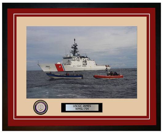 USCGC JAMES WMSL 754 Framed Coast Guard Ship Photo Burgundy 230WMSL754