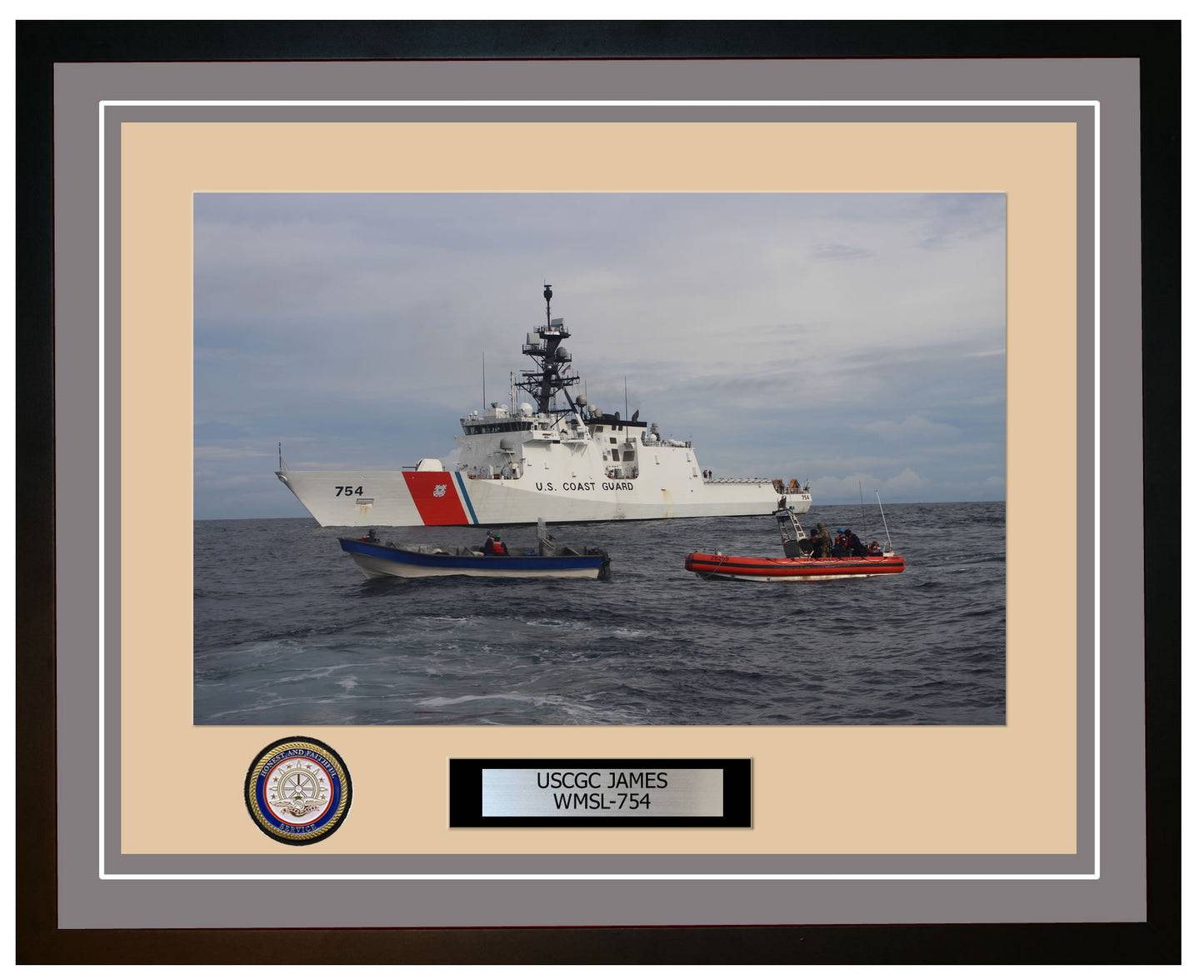 USCGC JAMES WMSL 754 Framed Coast Guard Ship Photo Grey 230WMSL754