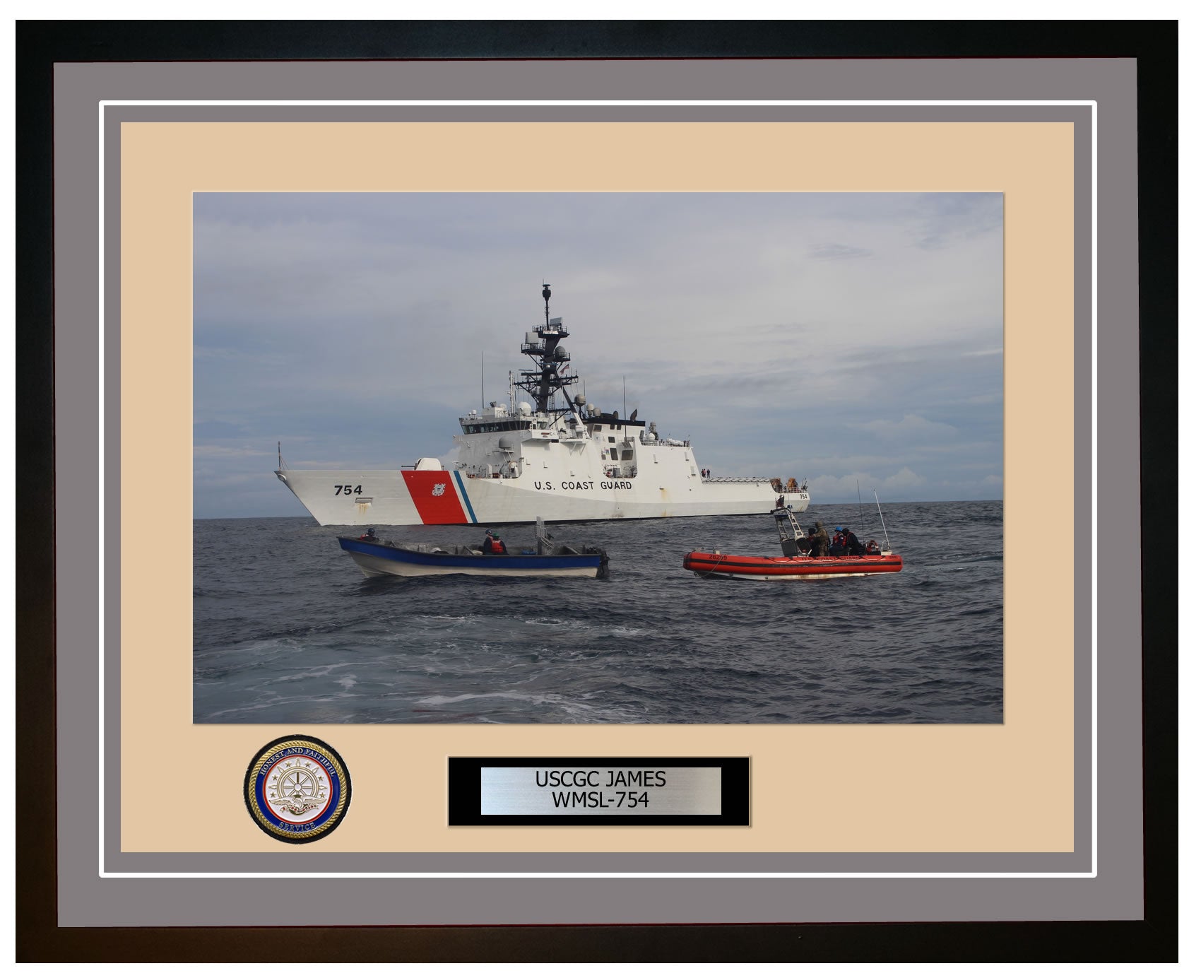 USCGC JAMES WMSL 754 Framed Coast Guard Ship Photo Grey 230WMSL754