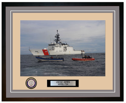 USCGC JAMES WMSL 754 Framed Coast Guard Ship Photo Grey 230WMSL754