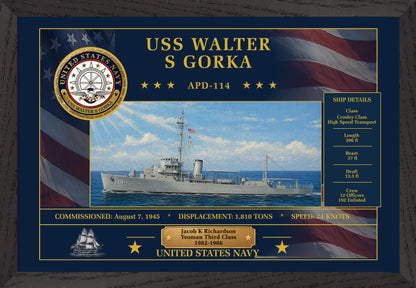 USS Walter S Gorka APD-114 Framed Patriotic Art