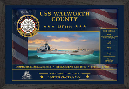 USS Walworth County LST-1164 Framed Patriotic Art
