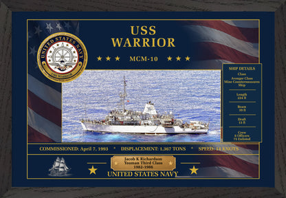 USS Warrior MCM-10 Framed Patriotic Art