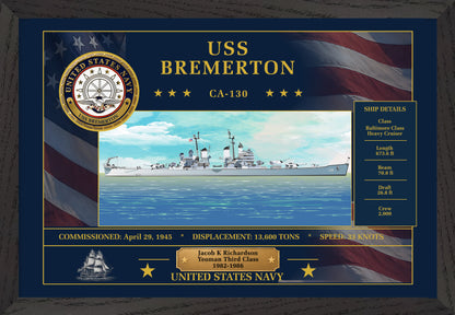 USS Bremerton CA-130 Framed Patriotic Art