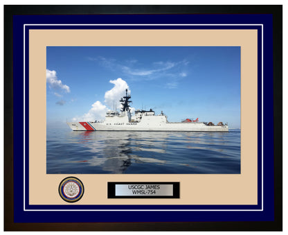 USCGC JAMES WMSL 754 Framed Coast Guard Ship Photo Blue 231WMSL754