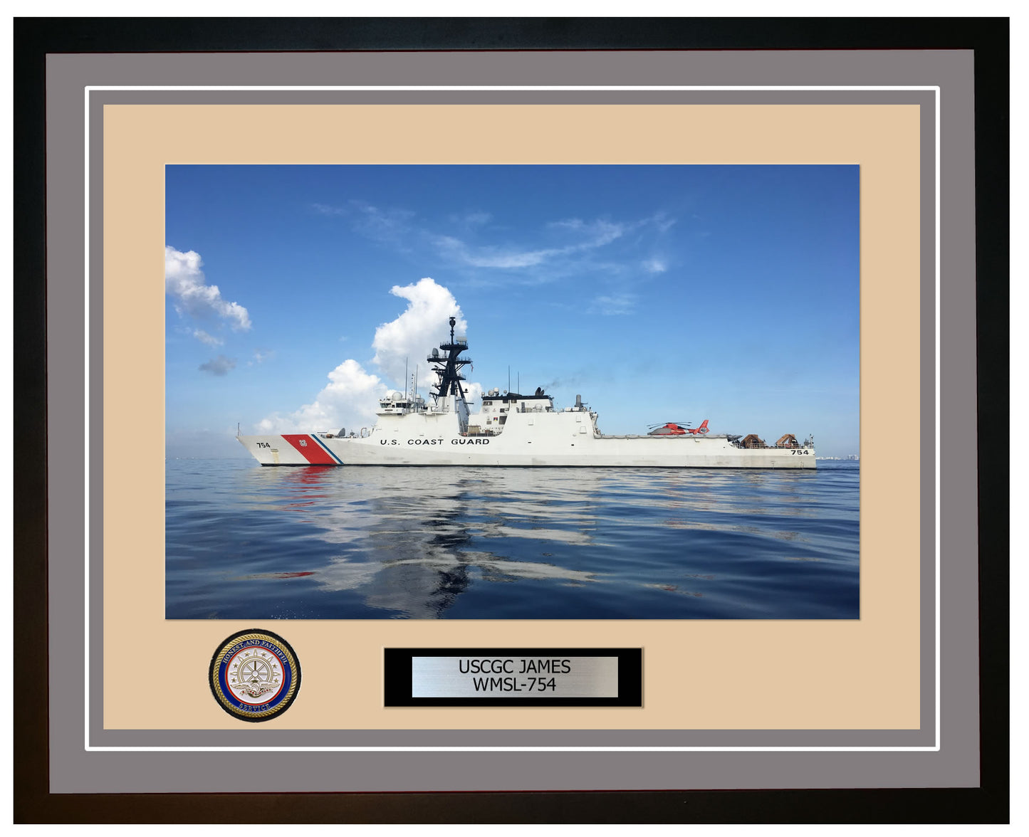 USCGC JAMES WMSL 754 Framed Coast Guard Ship Photo Grey 231WMSL754