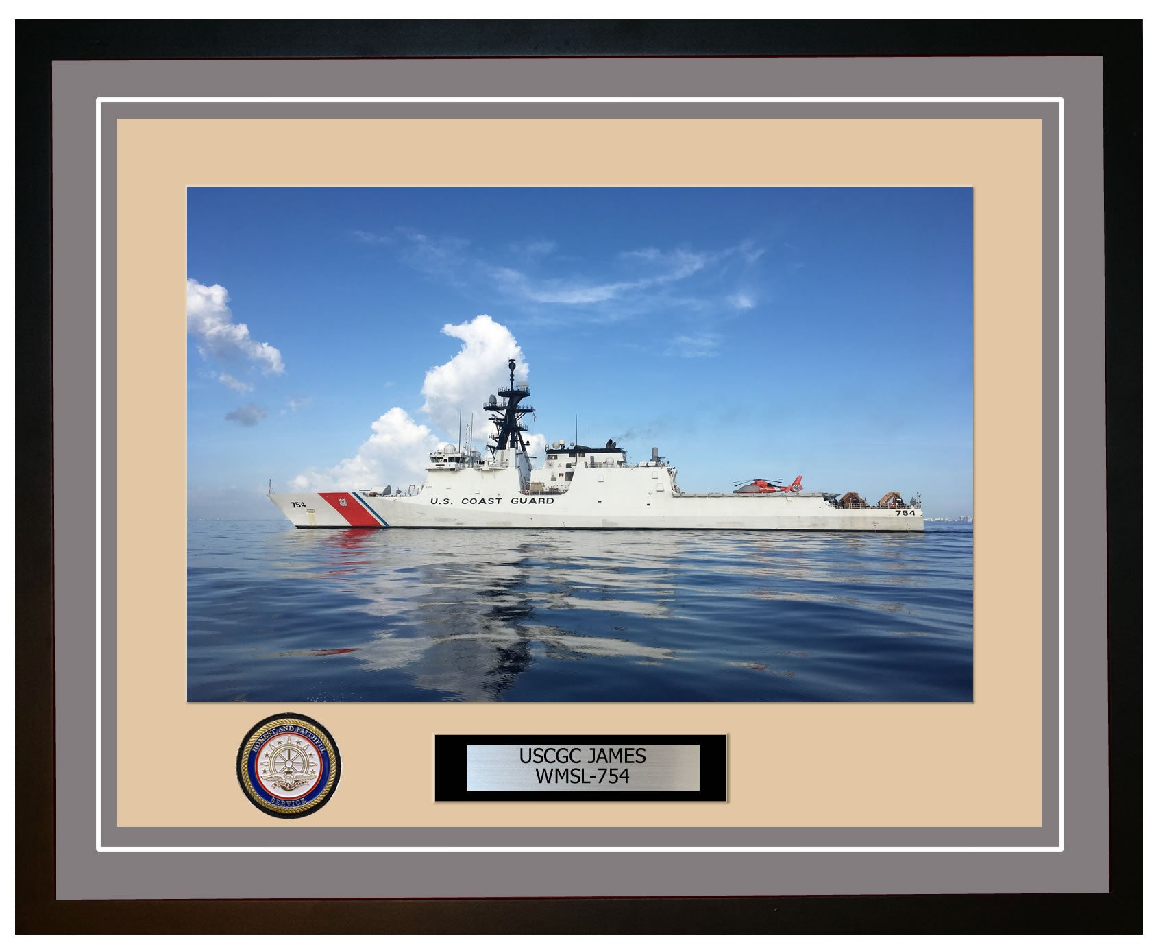 USCGC JAMES WMSL 754 Framed Coast Guard Ship Photo Grey 231WMSL754