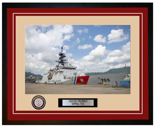 USCGC MUNRO WMSL 755 Framed Coast Guard Ship Photo Burgundy 232WMSL755