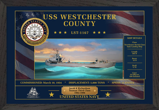 USS Westchester County LST-1167 Framed Patriotic Art