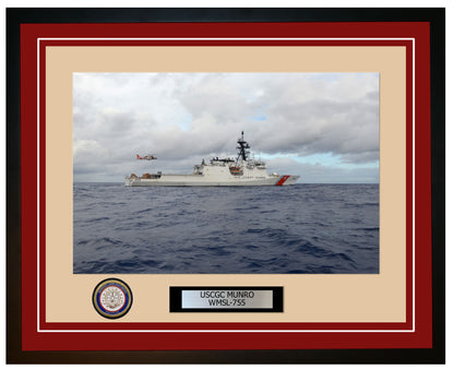 USCGC MUNRO WMSL 755 Framed Coast Guard Ship Photo Burgundy 233WMSL755