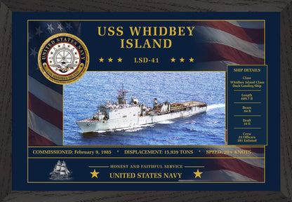 USS Whidbey Island LSD-41 Framed Patriotic Art