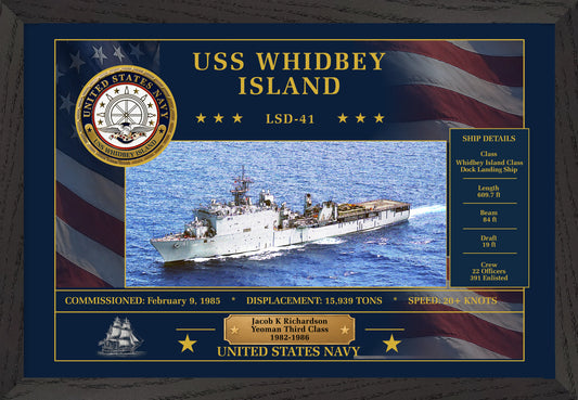 USS Whidbey Island LSD-41 Framed Patriotic Art