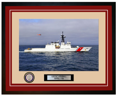 USCGC KIMBALL WMSL 756 Framed Coast Guard Ship Photo Burgundy 234WMSL756