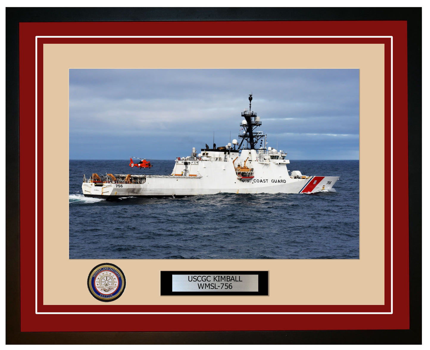 USCGC KIMBALL WMSL 756 Framed Coast Guard Ship Photo Burgundy 235WMSL756