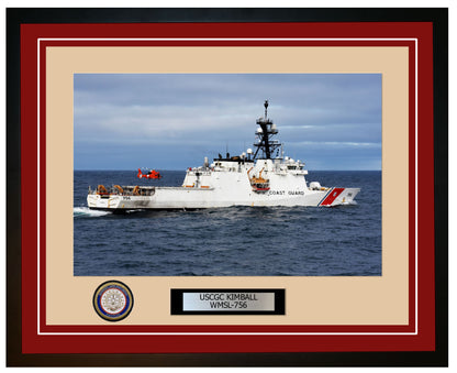 USCGC KIMBALL WMSL 756 Framed Coast Guard Ship Photo Burgundy 235WMSL756