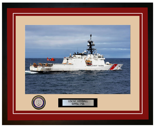 USCGC KIMBALL WMSL 756 Framed Coast Guard Ship Photo Burgundy 235WMSL756