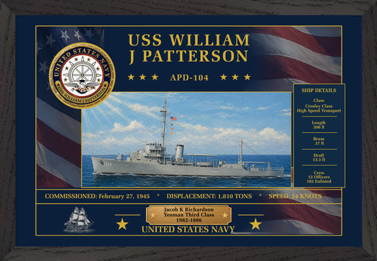 USS William J Patterson APD-104 Framed Patriotic Art
