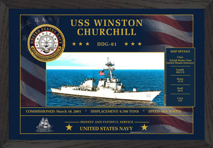 USS Winston Churchill DDG-81 Framed Patriotic Art
