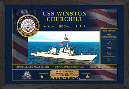 USS Winston Churchill DDG-81 Framed Patriotic Art