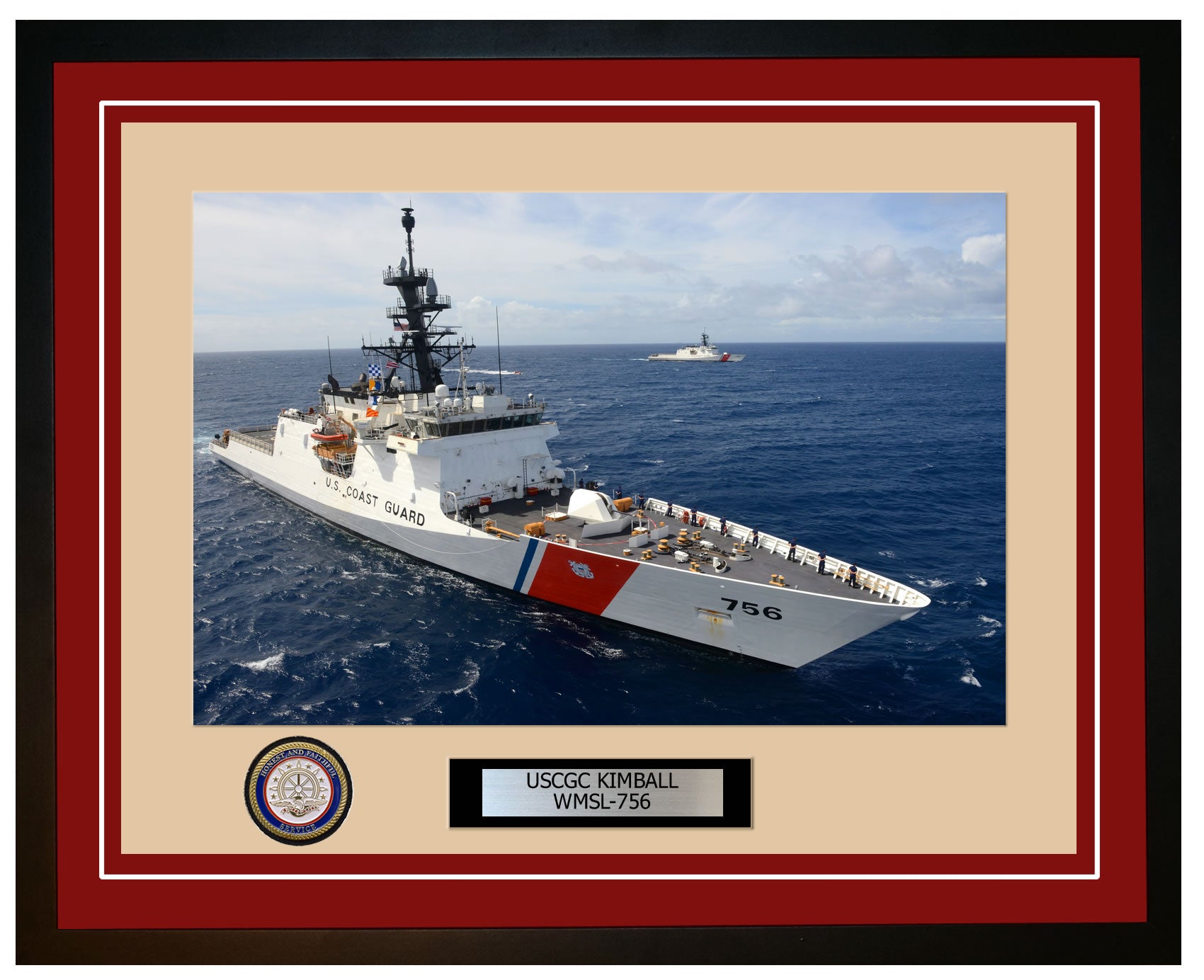 USCGC KIMBALL WMSL 756 Framed Coast Guard Ship Photo Burgundy 238WMSL756