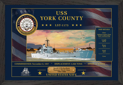 USS York County LST-1175 Framed Patriotic Art