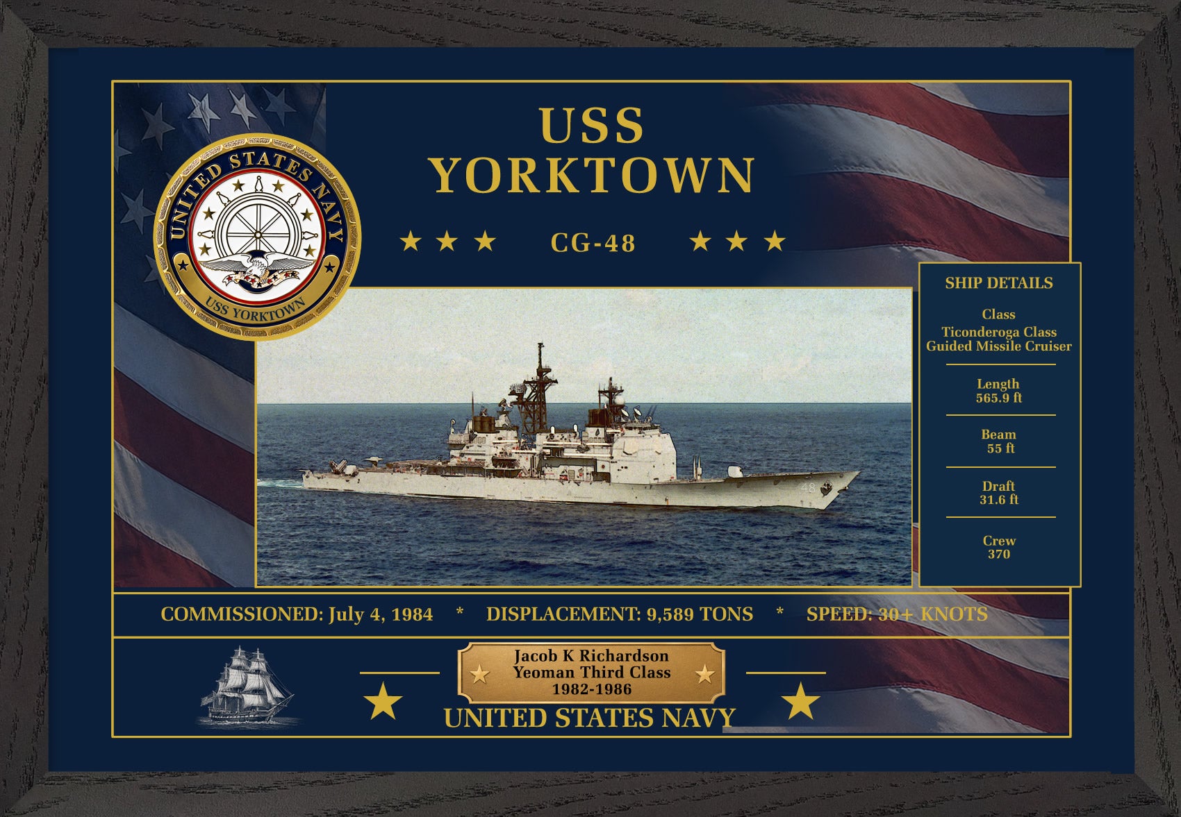 USS Yorktown CG-48 Framed Patriotic Art