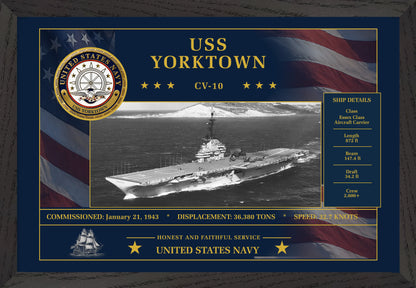 USS Yorktown CV-10 Framed Patriotic Art
