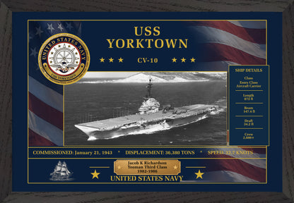 USS Yorktown CV-10 Framed Patriotic Art