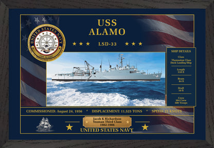 USS Alamo LSD-33 Framed Patriotic Art