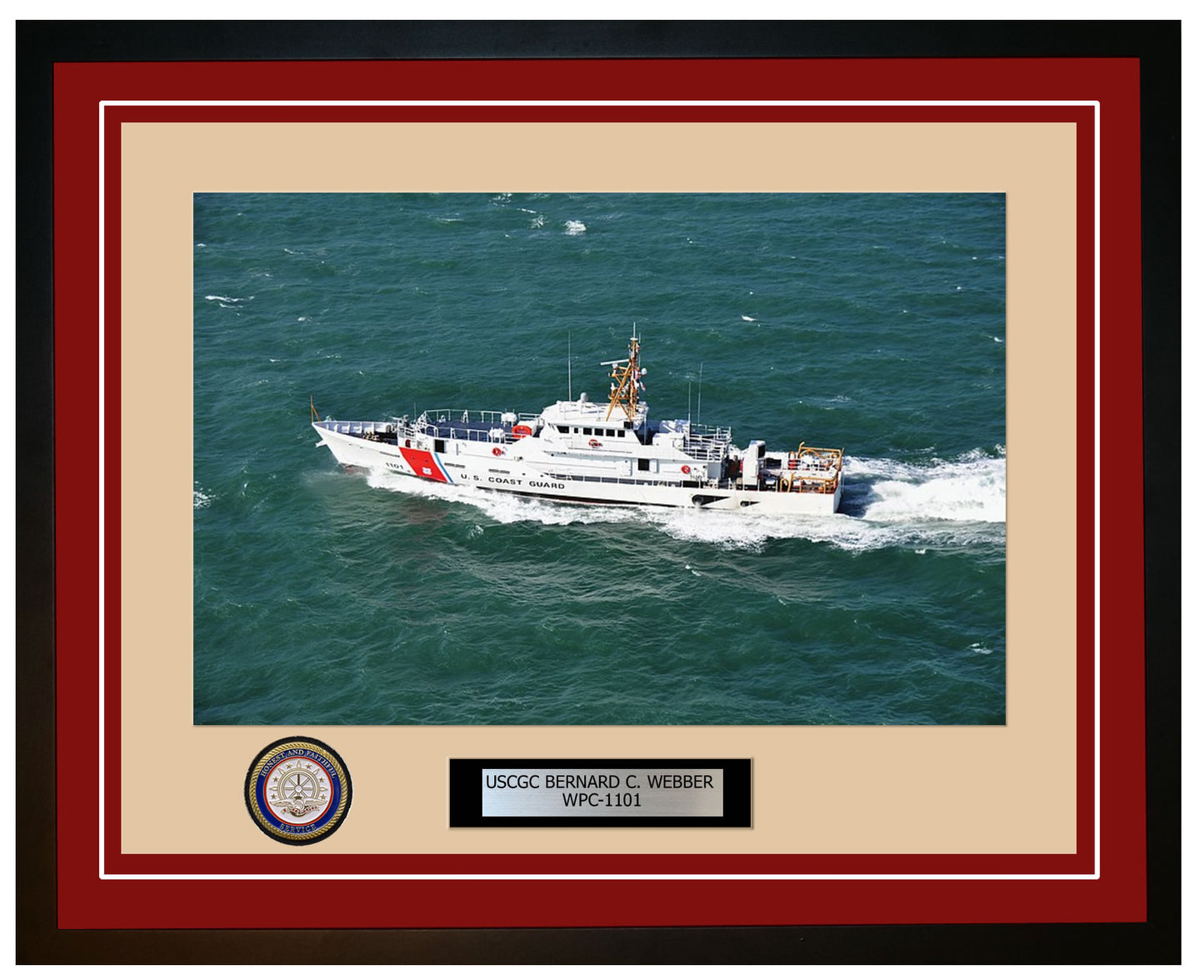 USCGC BERNARD C. WEBBER WPC 1101 Framed Coast Guard Ship Photo Burgundy 23WPC1101