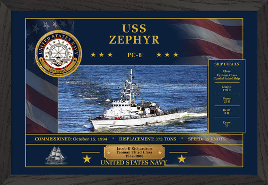 USS Zephyr PC-8 Framed Patriotic Art