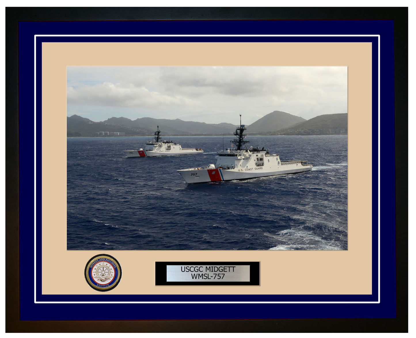USCGC MIDGETT WMSL 757 Framed Coast Guard Ship Photo Blue 241WMSL757