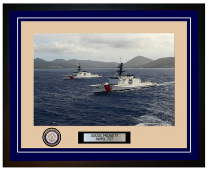 USCGC MIDGETT WMSL 757 Framed Coast Guard Ship Photo Blue 241WMSL757