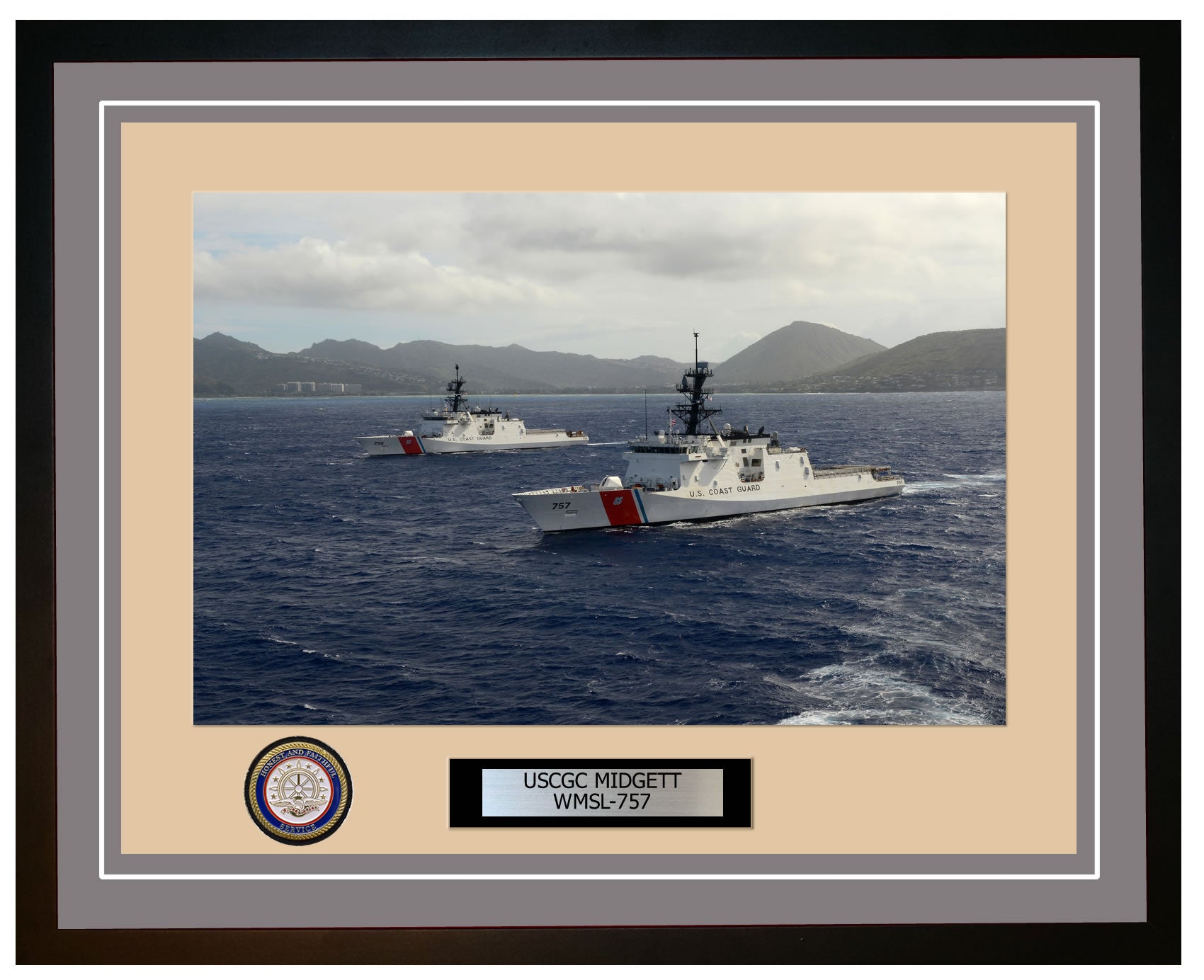 USCGC MIDGETT WMSL 757 Framed Coast Guard Ship Photo Grey 241WMSL757