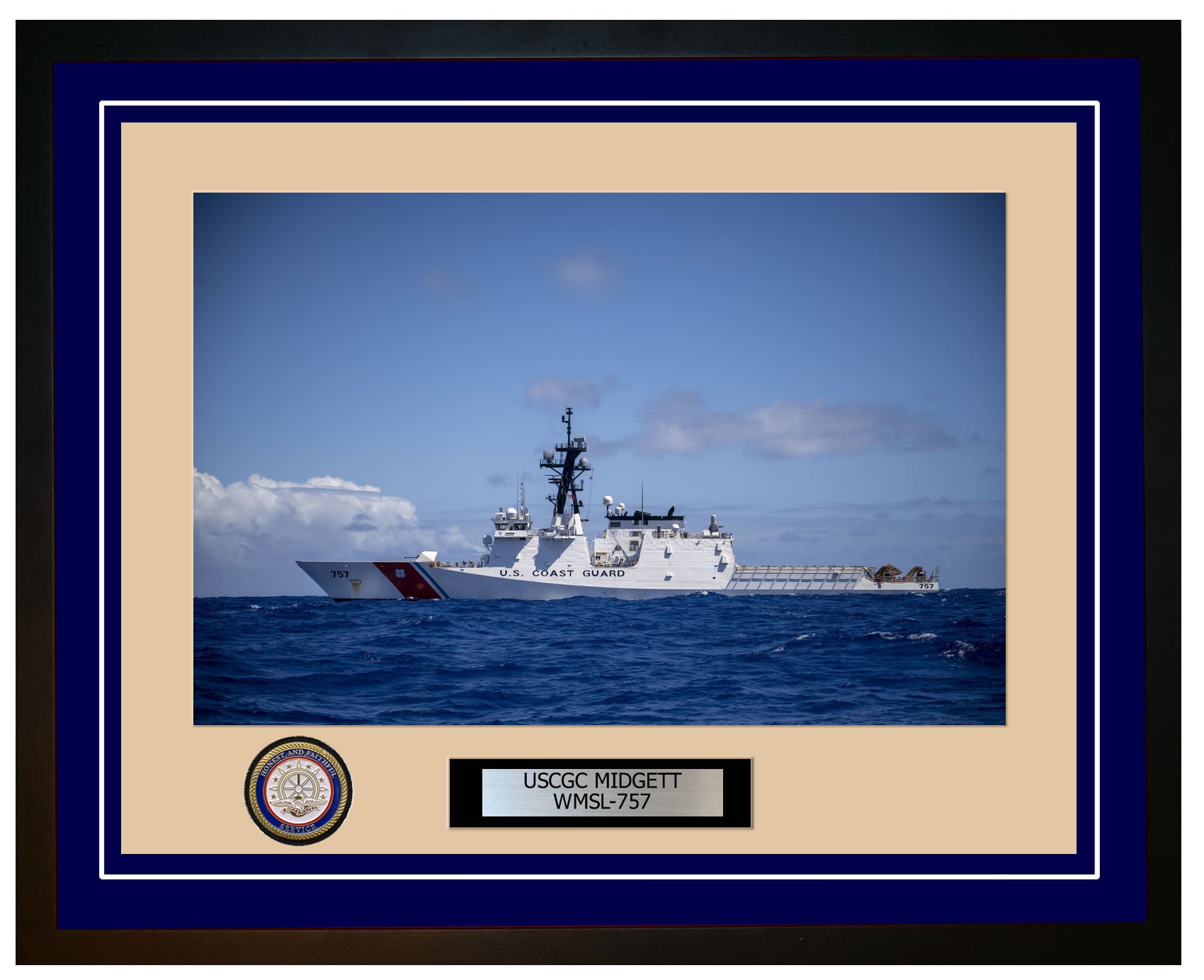 USCGC MIDGETT WMSL 757 Framed Coast Guard Ship Photo Blue 242WMSL757