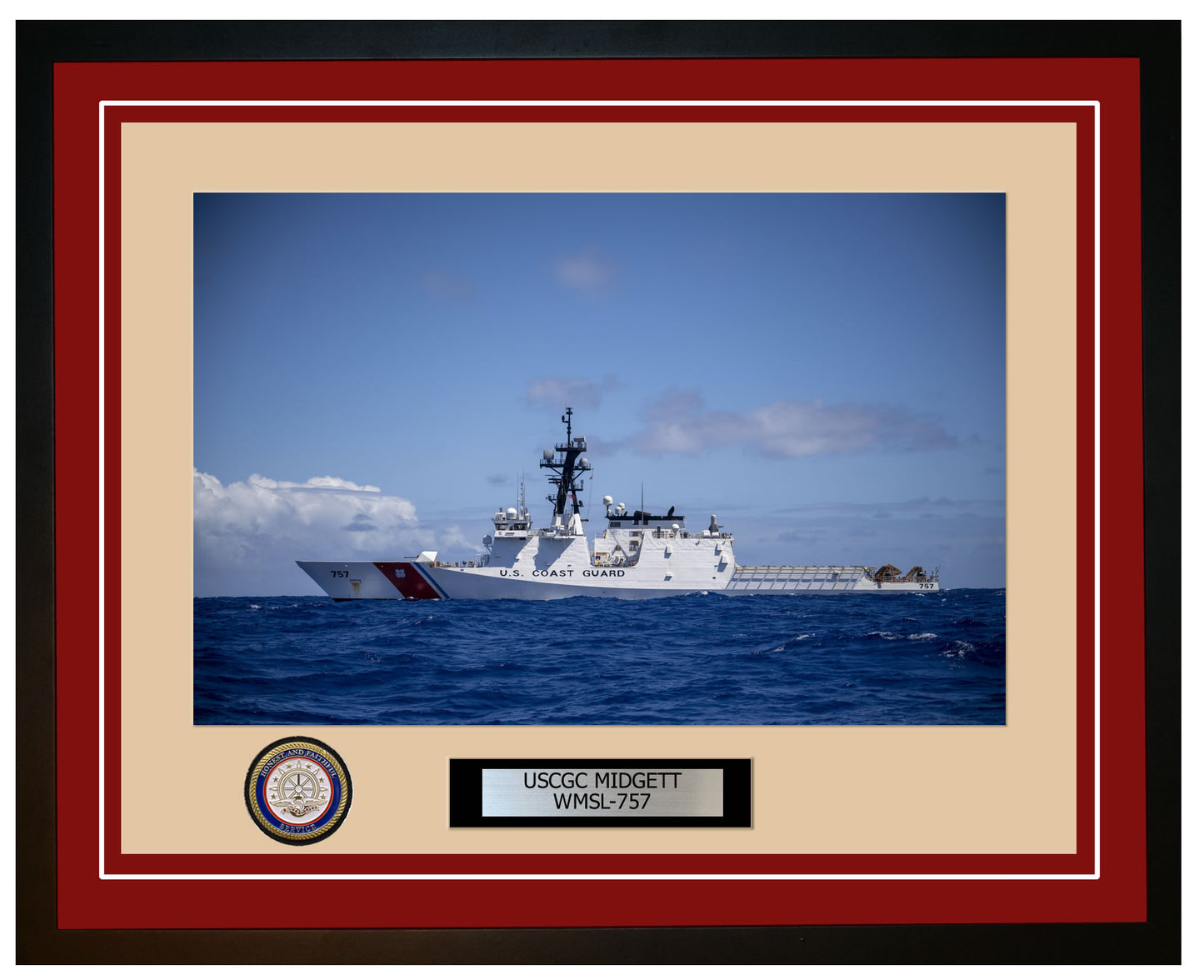 USCGC MIDGETT WMSL 757 Framed Coast Guard Ship Photo Burgundy 242WMSL757