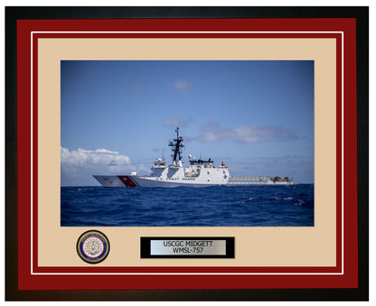 USCGC MIDGETT WMSL 757 Framed Coast Guard Ship Photo Burgundy 242WMSL757